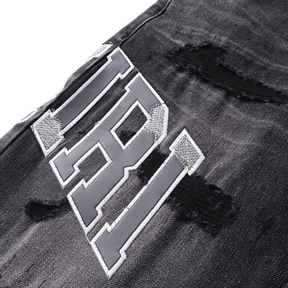 Amr Grey Staggered Logo Jeans