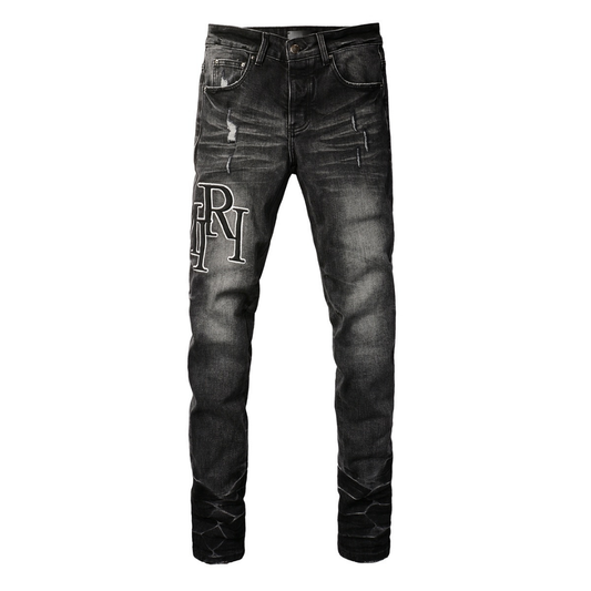 Amr Staggered Black Jeans