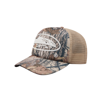 ISLAND PUFF PRINT TRUCKER HAT [FOREST CAMO]
