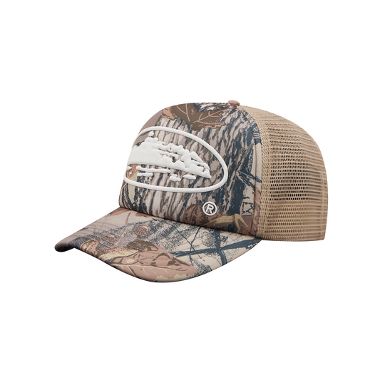 ISLAND PUFF PRINT TRUCKER HAT [FOREST CAMO]
