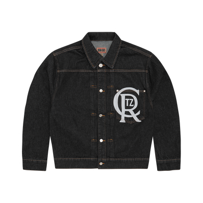 CREST CHAINSTITCH DENIM TRUCKER [WASHED BLACK]
