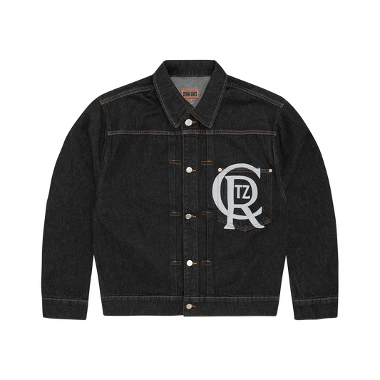 CREST CHAINSTITCH DENIM TRUCKER [WASHED BLACK]