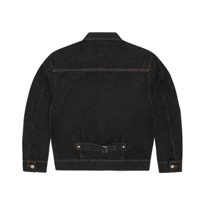 CREST CHAINSTITCH DENIM TRUCKER [WASHED BLACK]