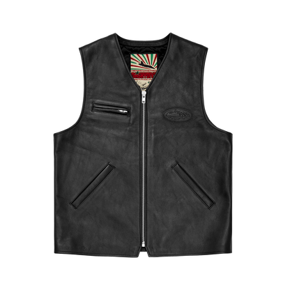 SKYDIVE LEATHER VEST [BLACK]
