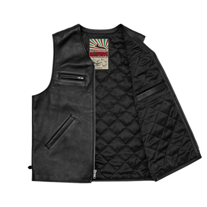 SKYDIVE LEATHER VEST [BLACK]