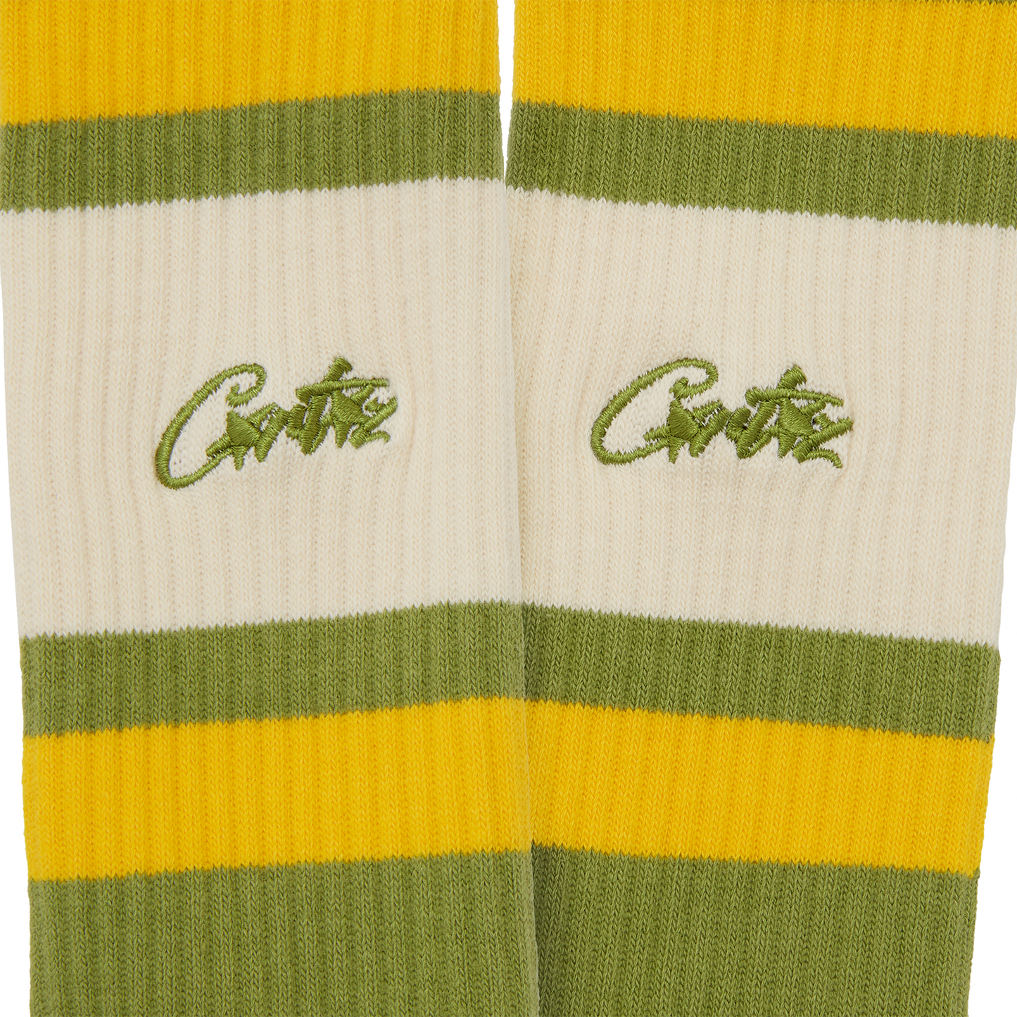 ARMY GREEN RETRO SOCK [YELLOW & CREAM]