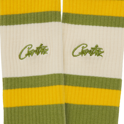ARMY GREEN RETRO SOCK [YELLOW & CREAM]