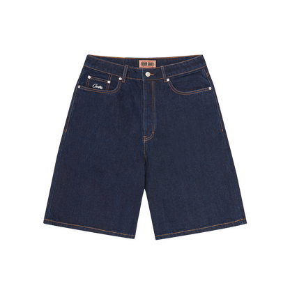 DUAL STRIPE DENIM SHORT [WASHED INDIGO]