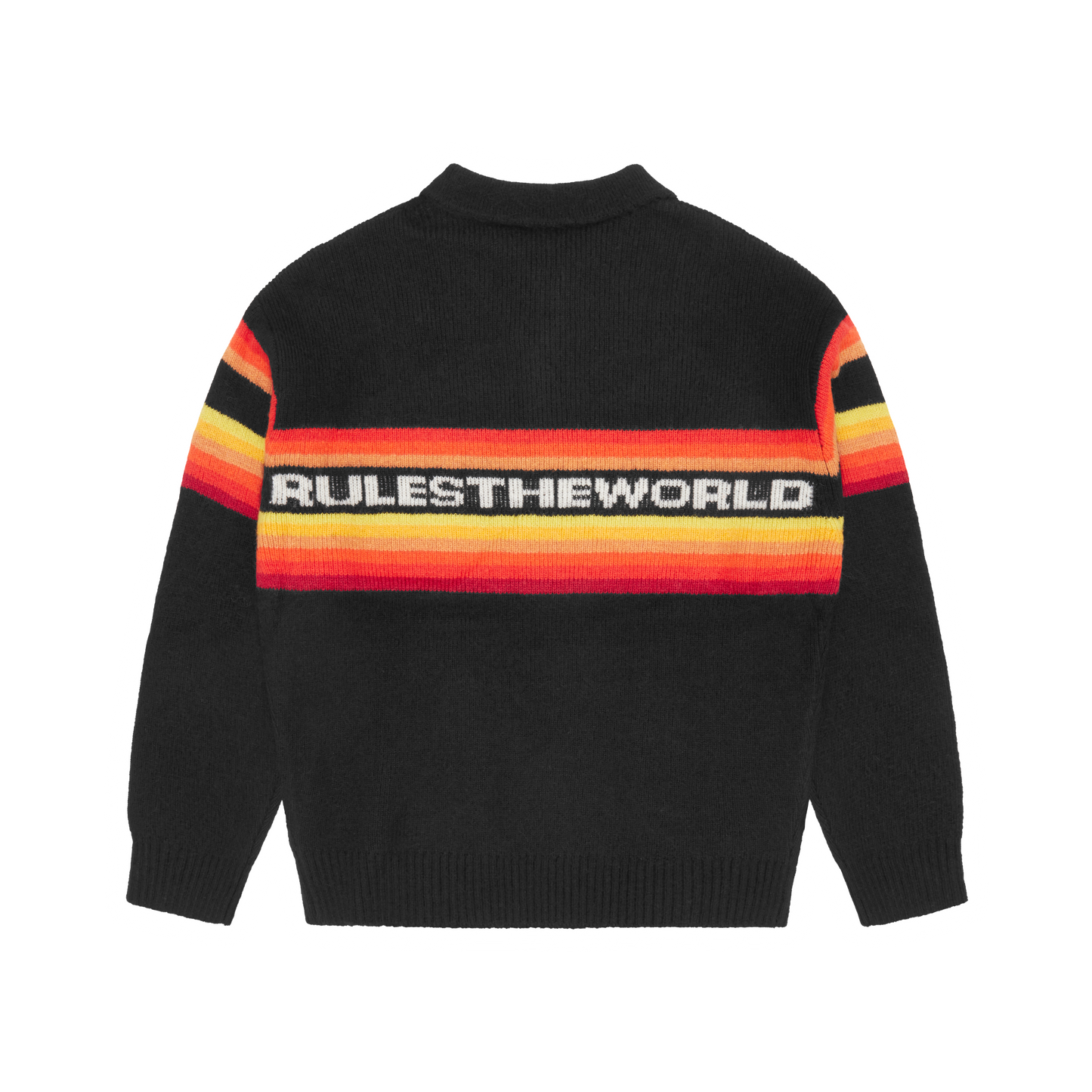 GRADIENT HALF KNIT ZIP PULLOVER [BLACK]