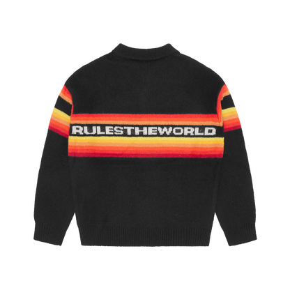 GRADIENT HALF KNIT ZIP PULLOVER [BLACK]