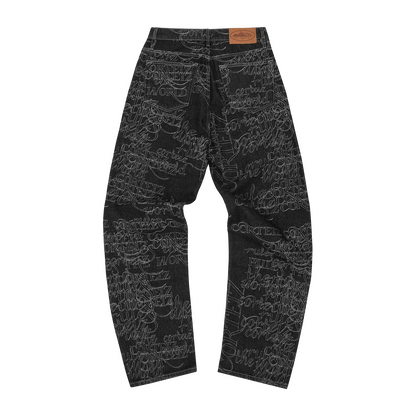 HANDWRITTEN DENIM BAGGY JEANS [BLACK]