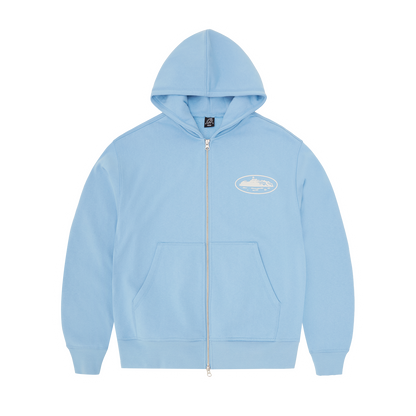 ISLAND PUFF PRINT ZIP HOODIE [BABY BLUE]