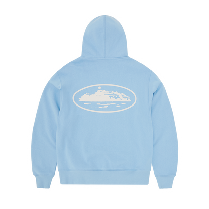 ISLAND PUFF PRINT ZIP HOODIE [BABY BLUE]