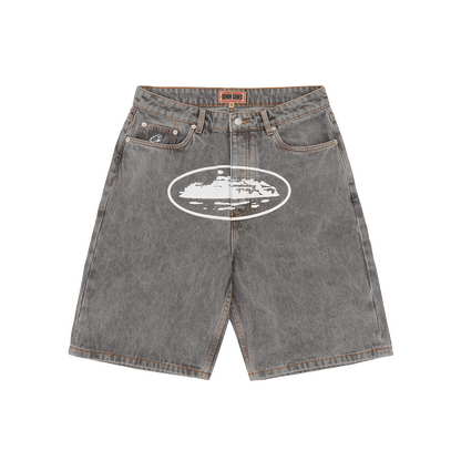 ISLAND BAGGY DENIM SHORT [LIGHT GREY]