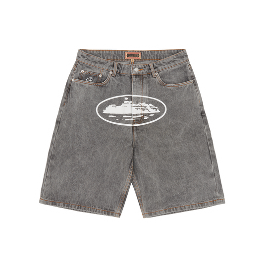 ISLAND BAGGY DENIM SHORT [LIGHT GREY]