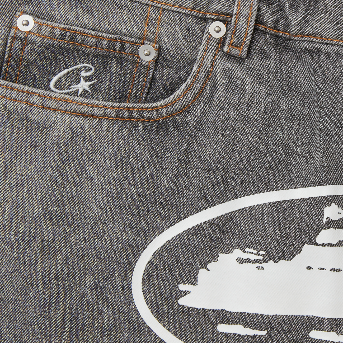 ISLAND BAGGY DENIM SHORT [LIGHT GREY]