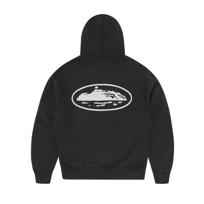 ISLAND PUFF PRINT ZIP HOODIE [BLACK]