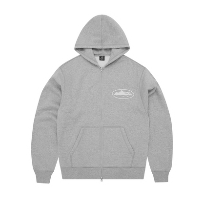 ISLAND PUFF PRINT ZIP HOODIE [HEATHER GREY]