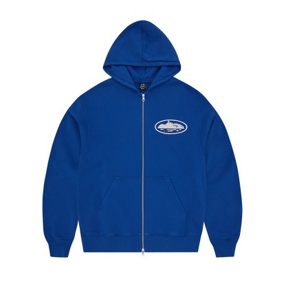 ISLAND PUFF PRINT ZIP HOODIE [WASHED ROYAL]