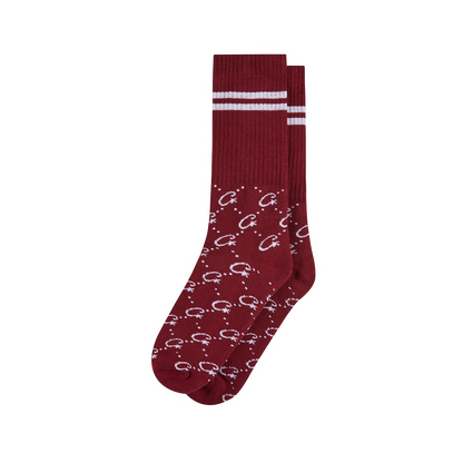 MONOGRAM SOCKS [BURGUNDY]