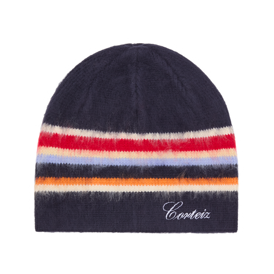MULTI STRIPE KNIT BEANIE [NAVY]