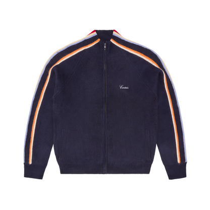 MULTI STRIPE KNIT ZIP UP [NAVY]