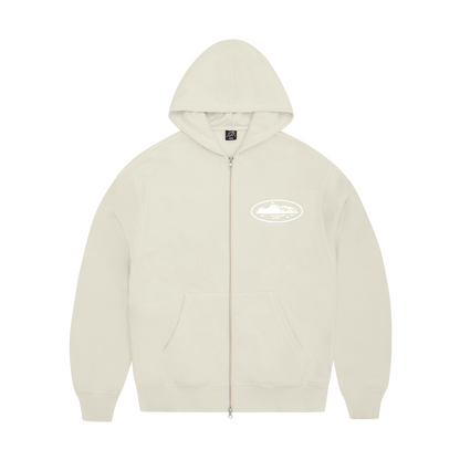 ISLAND PUFF PRINT ZIP HOODIE [OFF WHITE]